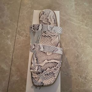Black and white animal print slippers